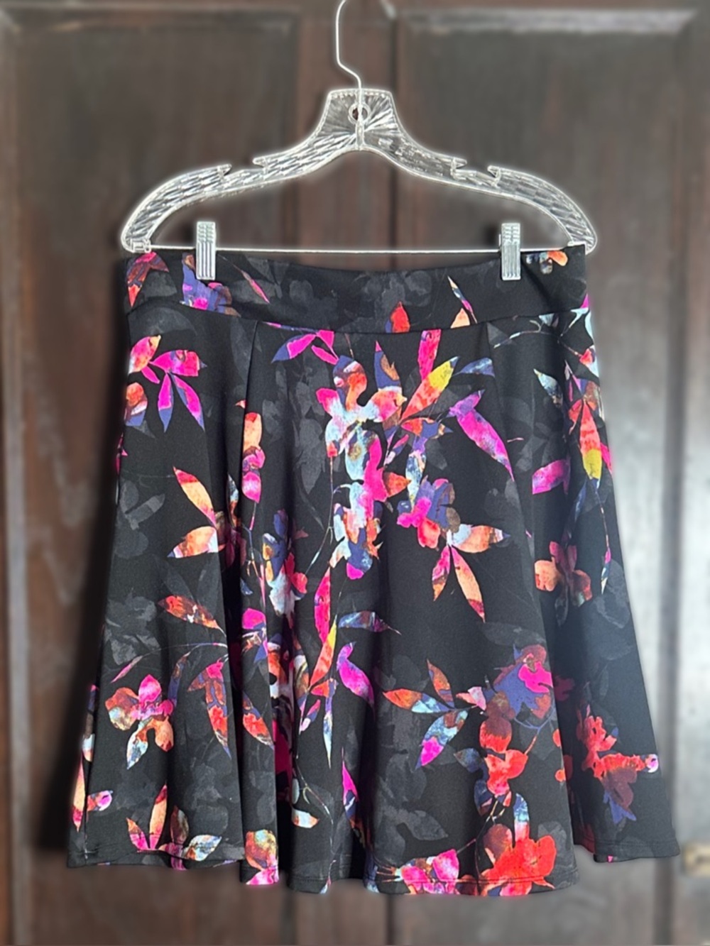 torrid Mini Scuba Skater Skirt with Multicolor Floral Print - Picture 6 of 8